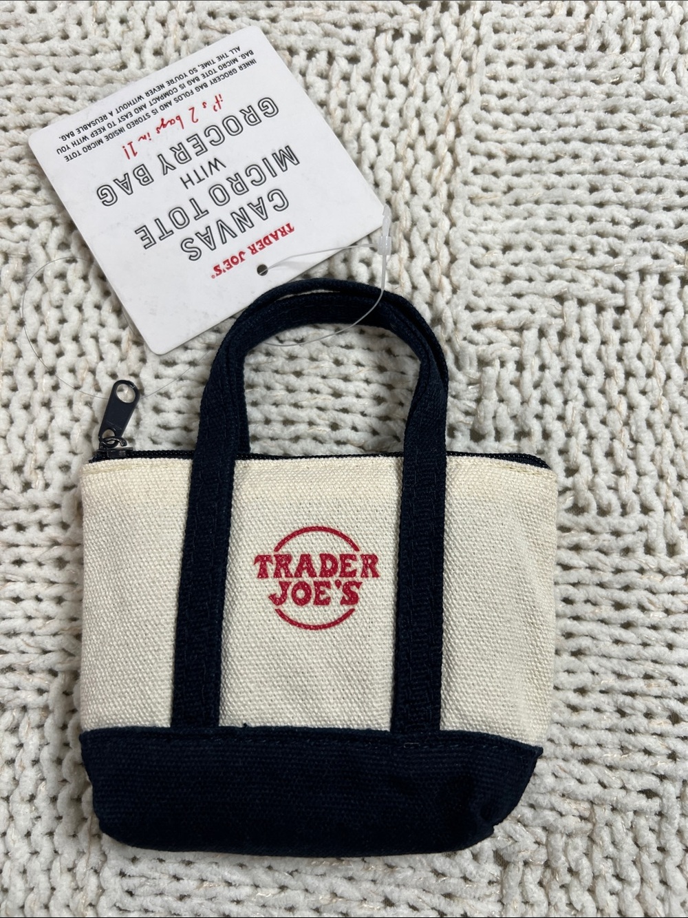 Trader Joe’s Canvas Micro Tote W/ Grocery Bag - Picture 2 of 6